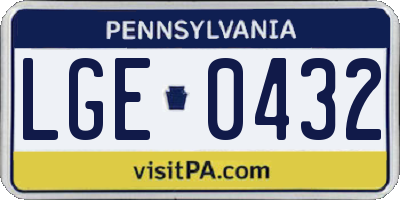 PA license plate LGE0432