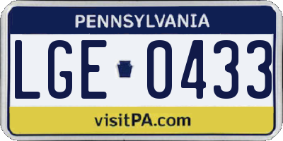 PA license plate LGE0433