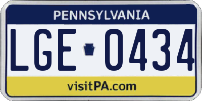 PA license plate LGE0434