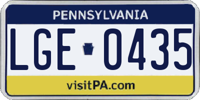 PA license plate LGE0435