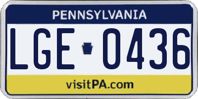PA license plate LGE0436