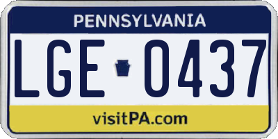 PA license plate LGE0437