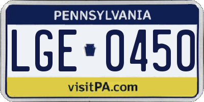 PA license plate LGE0450