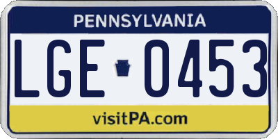 PA license plate LGE0453