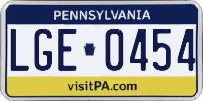 PA license plate LGE0454