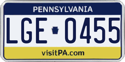 PA license plate LGE0455