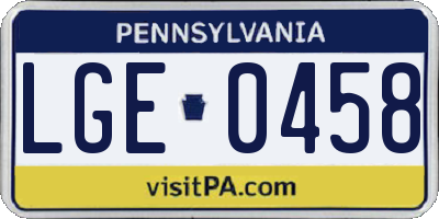 PA license plate LGE0458