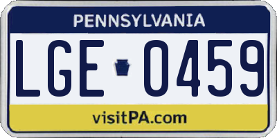 PA license plate LGE0459