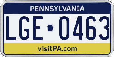 PA license plate LGE0463