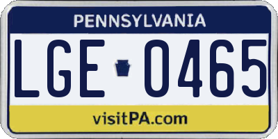 PA license plate LGE0465