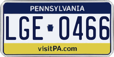 PA license plate LGE0466