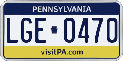 PA license plate LGE0470