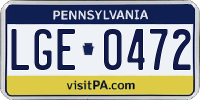 PA license plate LGE0472
