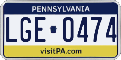 PA license plate LGE0474