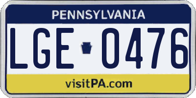 PA license plate LGE0476