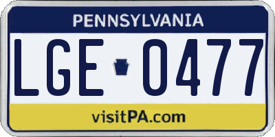 PA license plate LGE0477