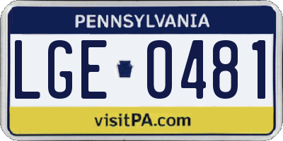 PA license plate LGE0481