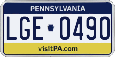 PA license plate LGE0490
