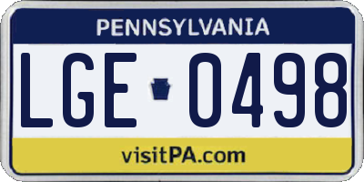 PA license plate LGE0498