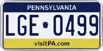 PA license plate LGE0499