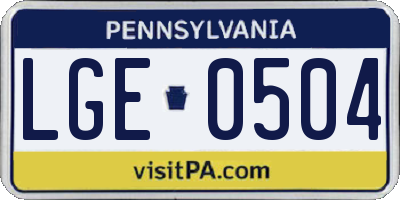 PA license plate LGE0504