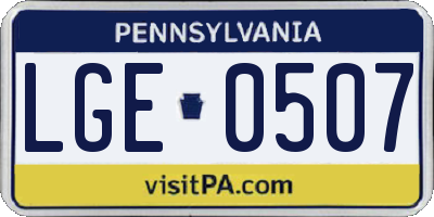 PA license plate LGE0507