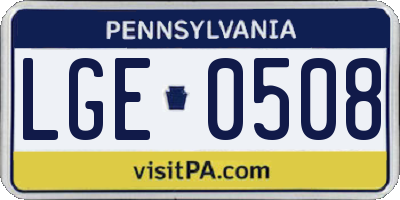 PA license plate LGE0508
