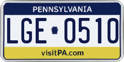 PA license plate LGE0510