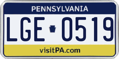 PA license plate LGE0519