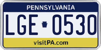 PA license plate LGE0530