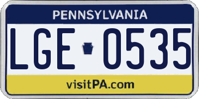 PA license plate LGE0535