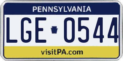 PA license plate LGE0544