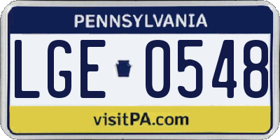 PA license plate LGE0548