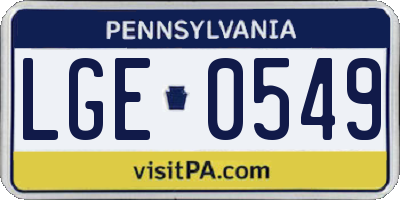 PA license plate LGE0549