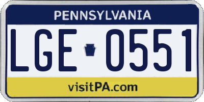 PA license plate LGE0551
