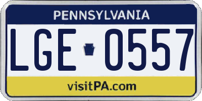PA license plate LGE0557