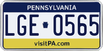 PA license plate LGE0565