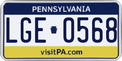 PA license plate LGE0568