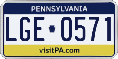 PA license plate LGE0571