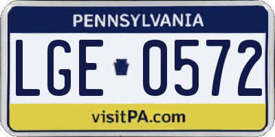 PA license plate LGE0572