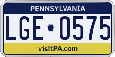 PA license plate LGE0575