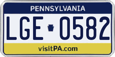 PA license plate LGE0582