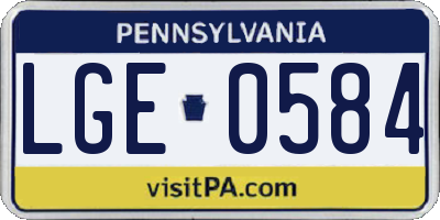 PA license plate LGE0584