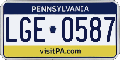 PA license plate LGE0587
