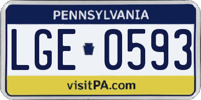 PA license plate LGE0593
