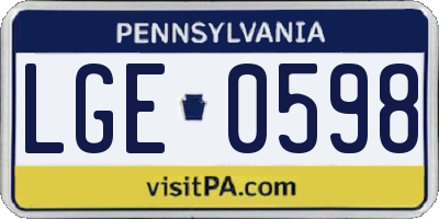 PA license plate LGE0598