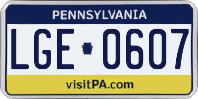 PA license plate LGE0607