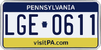 PA license plate LGE0611