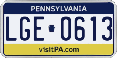 PA license plate LGE0613
