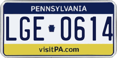 PA license plate LGE0614